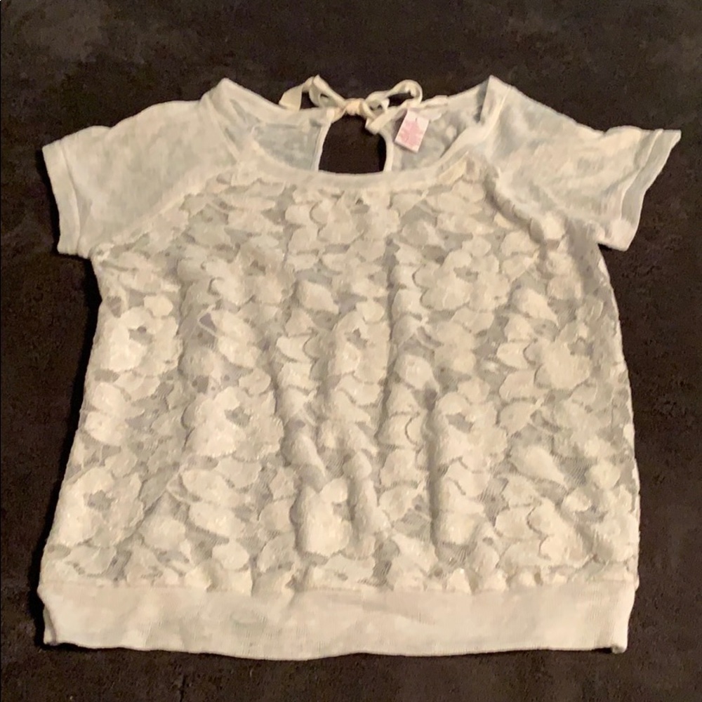 Candies Mixed Media Cream Blouse